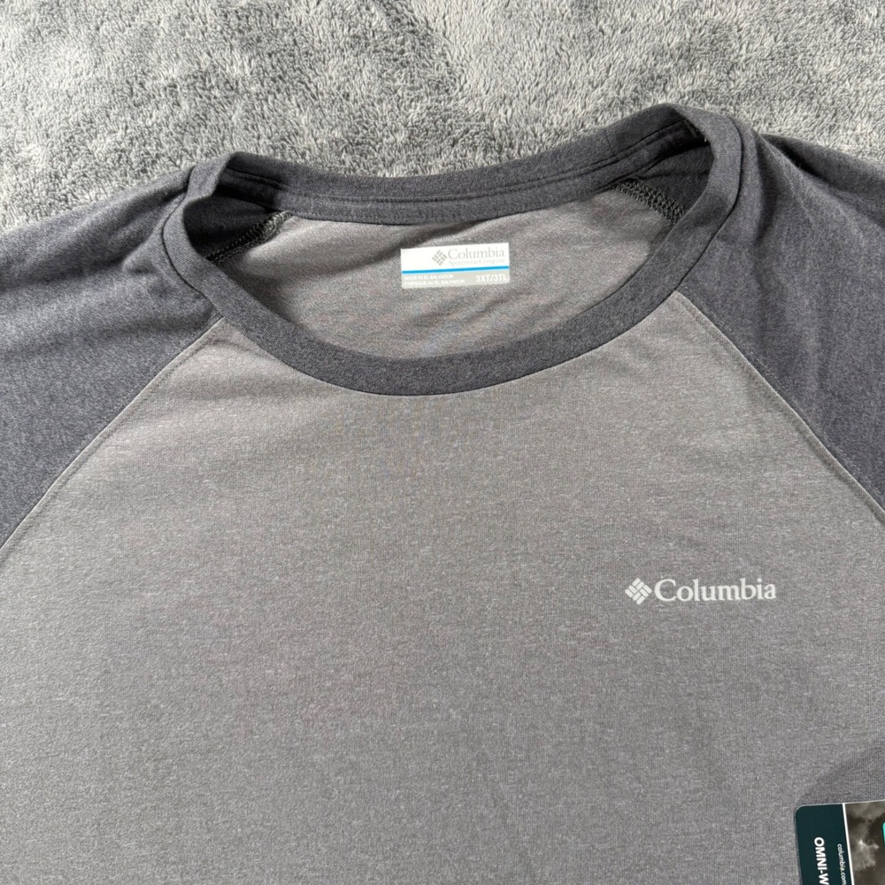 Columbia Thistletown Hills Raglan Tee Mens 3XLT Grey Omni-Wick AT8337-023